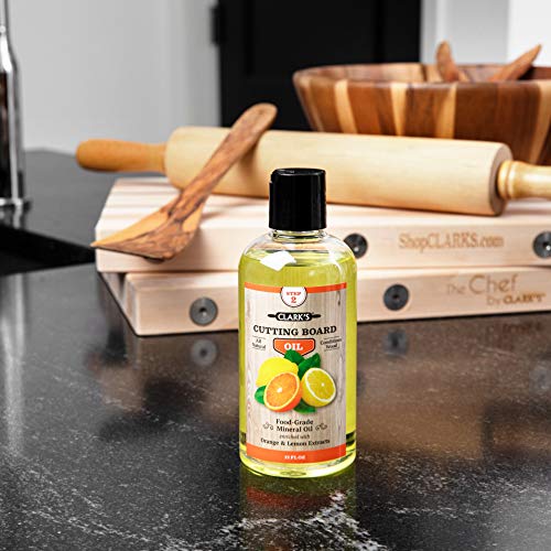 CLARK'S Cutting Board Oil - Food Grade Mineral Oil for Cutting Board - Enriched with Lemon and Orange Oils - Butcher Block Oil and Conditioner - CLARK'S