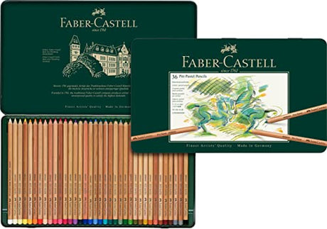 Faber-Castel Pitt Pastell Coloured Pencils in Metal Case, 36 Count (Pack of 1), Assorted Faber-Castell