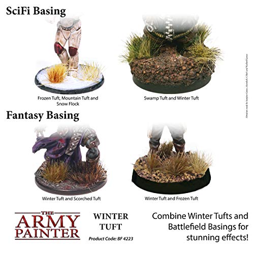 The Army Painter Tufts - Battlefield Tufts: Winter Tuft, 77 Pcs, 3 Sizes -Terrain Model Kit for Miniature Bases & Model Grass Tufts -Diorama Supplies - WoodArtSupply