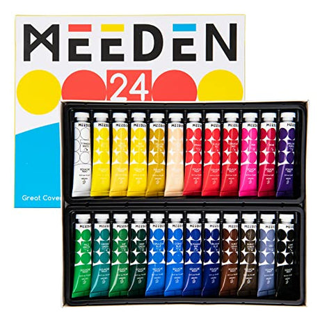 MEEDEN Gouache Paint Set, Non-Toxic 24 x 12ml/0.4oz Water-Based Gouache Tubes Paints for Canvas & Paper, Art Supplies for Artist, Adults, Kids, MEEDEN
