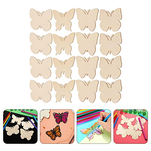 Happyyami 40Pcs Wooden Butterfly Wood Cutouts for Crafts Unfinished Wood Chips Wooden Ornaments to Paint Wooden Embellishment Wood Butterflies Happyyami