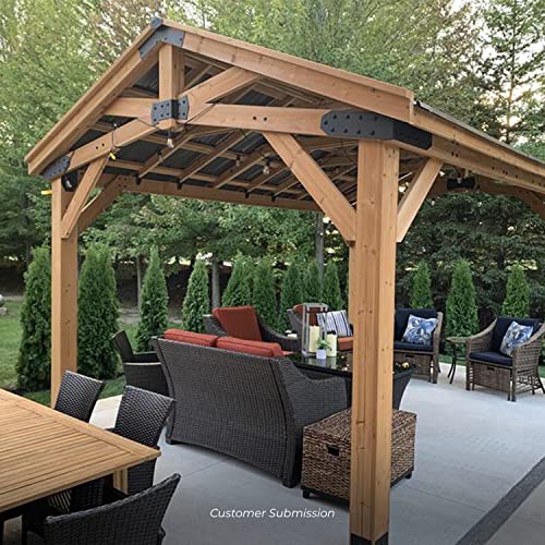 Backyard Discovery Norwood 16 ft. x 12 ft. Cedar Wood Gazebo,Thermal Insulated Steel Roof, Durable, Supports Snow Loads and Wind Speed, Rot Backyard Discovery
