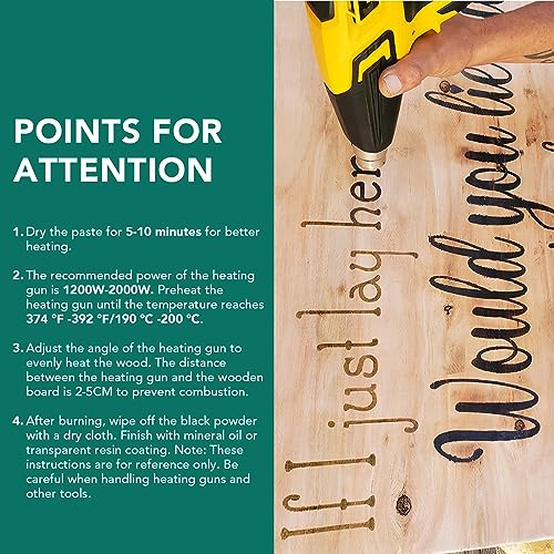 FUMILE 4.23 OZ Wood Burning Paste, Wood Burning Paste for Wood, Canvas, Denim Fabric, Leather & More, Stable Heat Activated Paste. FUMILE