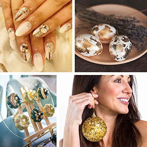 Gold Flakes for Resin, Shynek 3 Grams Gold Foil Flakes Imitation Metallic Leaf Flakes for Resin Jewelry Making, Nails, Painting, Crafts, Slime (Gold, shynek