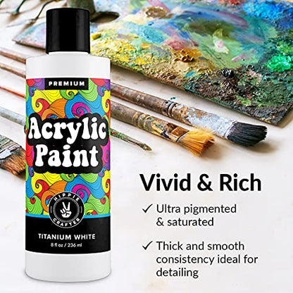 White Acrylic Paint Premium Colors Paint Acrylic | Art Paints for Canvas and Outdoor Painting 8oz 236ml Bottle Titanium White - WoodArtSupply