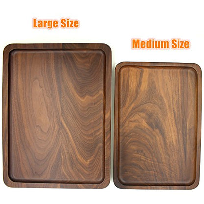 Bamber Wood Rectangular Serving Trays, Medium, Black Walnut, 13.4 x 9 Inches