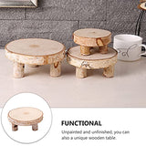PartyKindom 1Pc Solid Wood Ornaments Candle Holder Wood Slice Table Fruit Tray Cake Stand Wooden Serving Tray Potted Plant DIY Unfinished Wooden PartyKindom