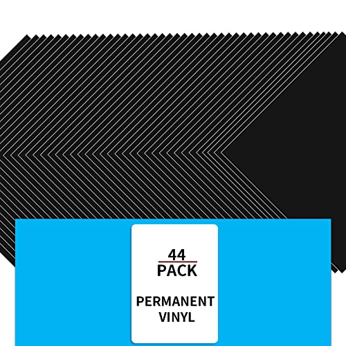 Black Permanent Vinyl Sheets (44 Pack 12” x 12”) - Matte Black Adhesive Vinyl, Craft Adhesive Vinyl Bundle for Party Decoration, Sticker, Craft
