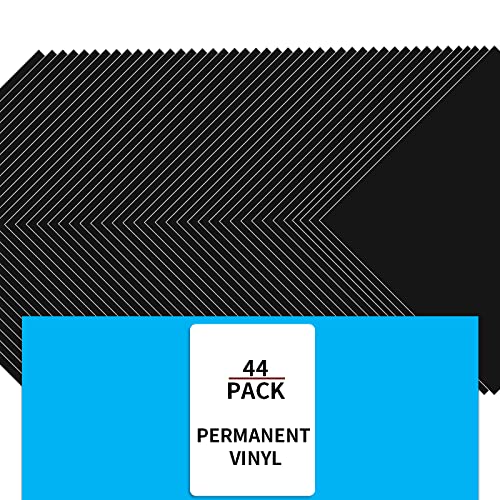 Black Permanent Vinyl Sheets (44 Pack 12” x 12”) - Matte Black Adhesive Vinyl, Craft Adhesive Vinyl Bundle for Party Decoration, Sticker, Craft - WoodArtSupply