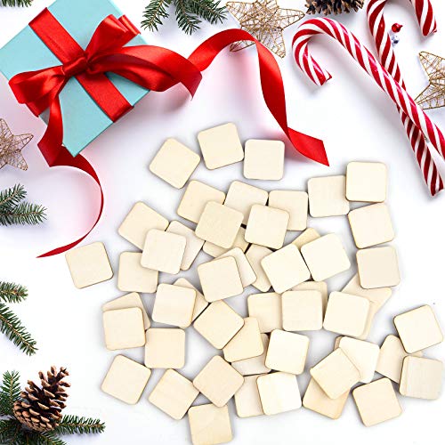 120 Pieces 2 Inch Unfinished Wooden Square Blank Natural Wood Slices Wooden Cutout Tiles for DIY Crafts Home Decoration Painting Staining Coopay
