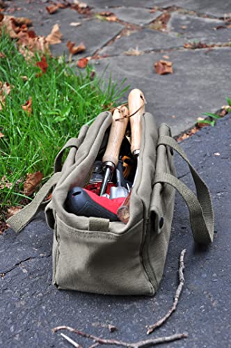 G & F Products Government Issued Style Mechanics Heavy Duty Tool Bag with Brass zipper and side pockets, tool bag for cars, drill, garden, and G & F Products