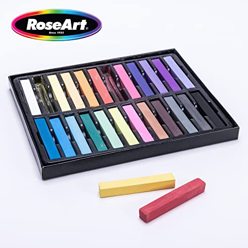 RoseArt Premium 24ct Long Soft Pastel Stick Set for Professionals - Pigment Rich, Full Size Pastel Sticks Vivid Colors RoseArt