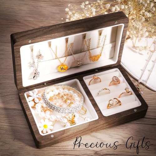 Zhamate Personalized Jewelry Box for Women, Custom Wooden Jewelry Box with Date & Name Rustic Wood Jewelry Organizer Mother's Day Gift for Mother, - WoodArtSupply