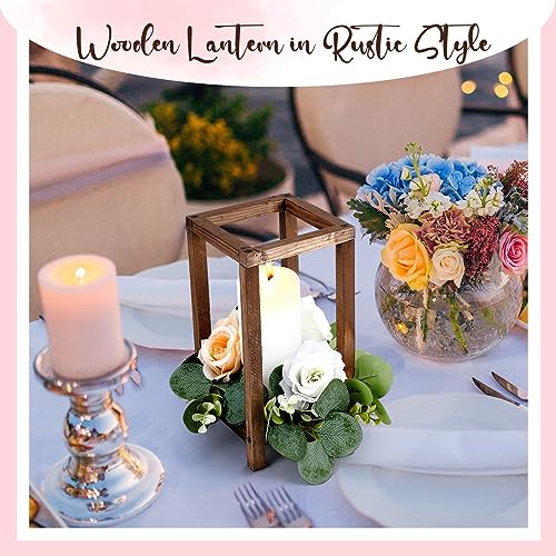 Soaoo 24 Pcs Wooden Candle Lantern Wedding Centerpiece for Table Rustic Wood Lantern Candle Holder Farmhouse Candle Lantern for Christmas Soaoo