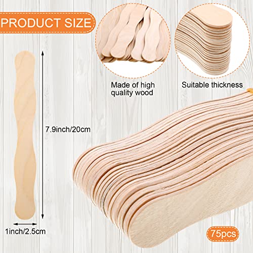 Fan Handle Craft Sticks Wavy Wooden Sticks, Blank White Cardstock, Double Sided Tape Church Fans for DIY Crafting Painting Hand Held Parlor Fans - WoodArtSupply