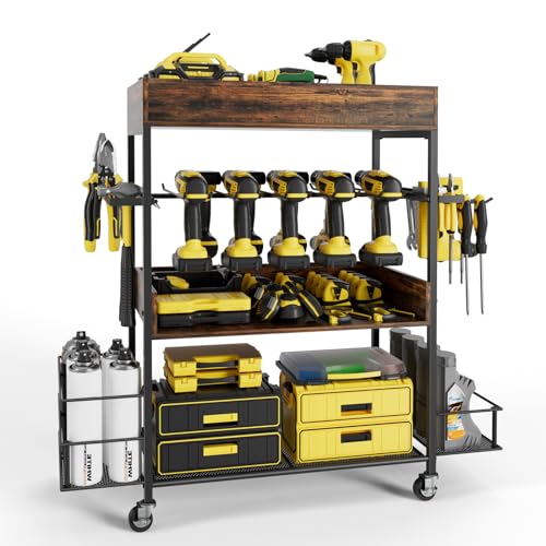 Dunatou 4 Tier Power Tool Organizer Rolling Tool Chest Garage Storage - Power Tool Organizer with Wheels, Tool Cart Can Store a Variety of Tools,
