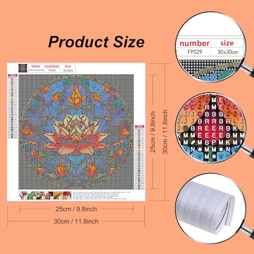 PFFNGPEN Diamond Painting Lotus Kits for Adults, 5D Stained Glass Diamond Art Kits for Beginners, DIY Full Drill Gem Art for Home Wall Decor Craft
