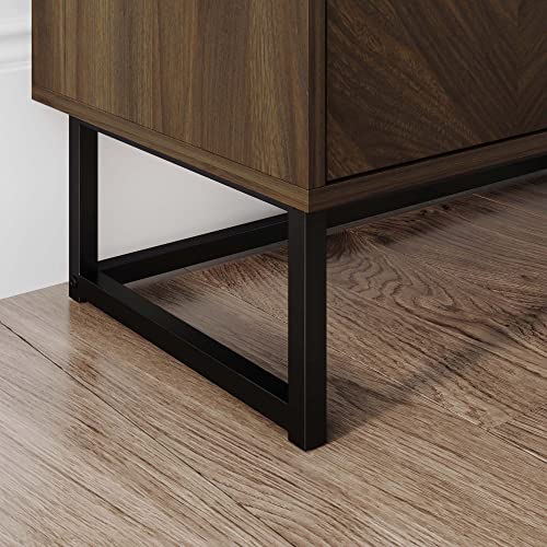 Nathan James Accent Modern Free Standing Buffet Sideboard Hallway, Entryway, Dining Living Room, 1 Storage Cabinet, Enloe - Walnut/Black