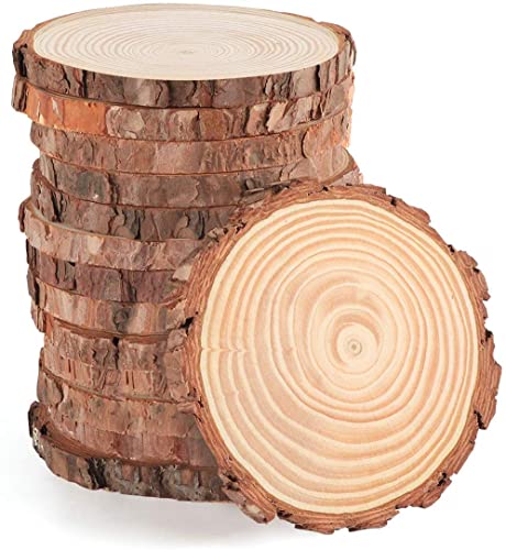 Y YIHANGBEST Unfinished Wood Slices Large Ceterpieces 5.1-5.5 inch,10 Pcs Natural Wood Circles with Bark for Woodlandia Basswood Disk DIY CraftRustic - WoodArtSupply