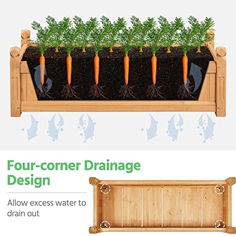 Yaheetech 43.5″ L×16″ W×14″ H Wooden Raised Garden Bed, Horticulture Wood Rectangular Garden Planter Outdoor, Raised Planter Box for Yaheetech