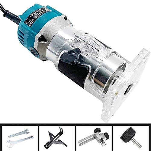 TAUFAOD Palm Router Electric Hand Trimmer Wood Router Collets Woodworking Tool Laminate Trimmer 110V 800W (800W Blue) TAUFAOD