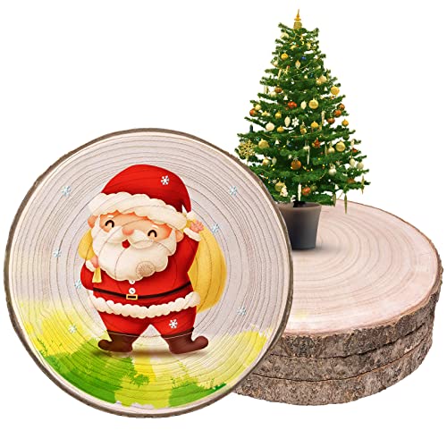 Wood Slices 4 Pcs 9.8-12Inch Large Wood Rounds Unfinished Wood Circles Natural Wood Slices for Centerpieces/Table