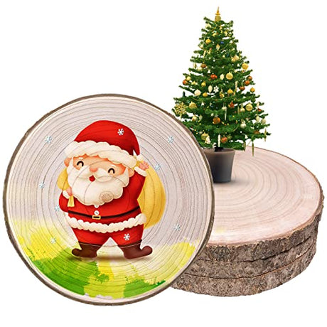 Wood Slices 4 Pcs 9.8-12Inch Large Wood Rounds Unfinished Wood Circles Natural Wood Slices for Centerpieces/Table BeNiNat
