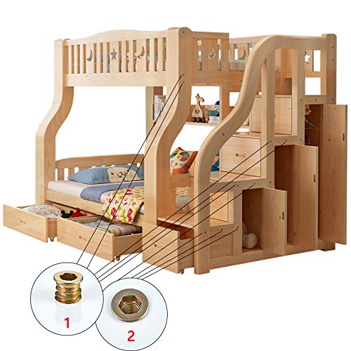 PGMJ 80 Pieces 1/4"-20 Wood Inserts Bolt Furniture Screw in Nut Threaded Fastener Connector Hex Socket Drive for Wood Furniture Assortment (1/4"-20 PGMJ