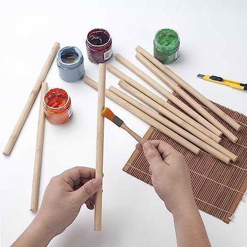 Wooden Dowel Dods Wood Dowels, 10PCS 1/2 x 12" Natural Round Bamboo Sticks for Crafting, Macrame Dowel, Unfinished Hardwood Sticks for Crafts, - WoodArtSupply