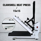 ColorSub Heat Press Machine for T-Shirt 15x15, Digital Industrial Quality Heat Press Machine Clamshell Transfer Sublimation Print Press Machine White ColorSub