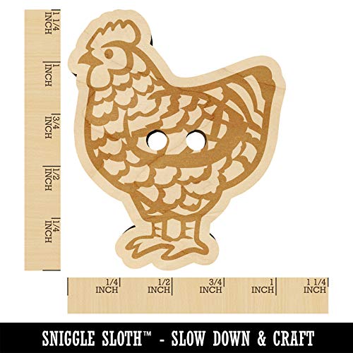 Barred Plymouth Rock Chicken Wood Buttons for Sewing Knitting Crochet DIY Craft - Large 1.25 Inch (5pcs) Sniggle Sloth