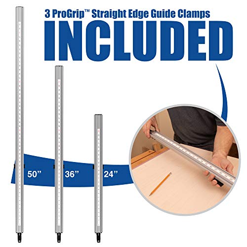 ProGrip Straight Edge Clamps Ideal for Cutting Large Sheets of Plywood and Dado Slots (All 3 Clamps 24, 36 and 50 inch) Peachtree Woodworking Supply