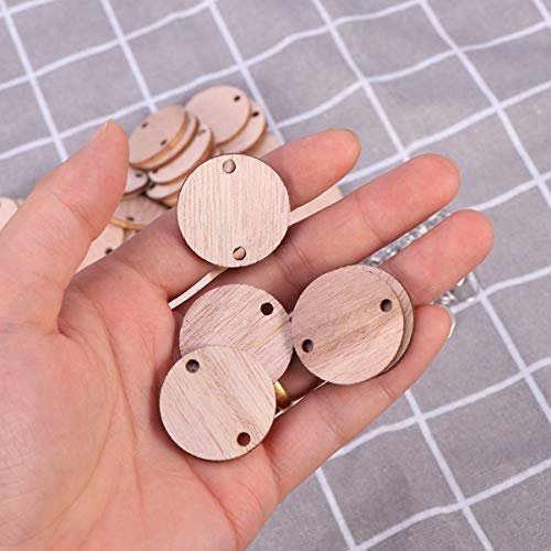SEWACC Birthday Calendar Wall Hanging 50pcs Blank Wood Circle Pendants Round Wooden Circle Discs with Hole and Rings Birthday Board Tags Pendant