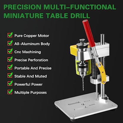 Mini Drill Press, Benchtop Drill Press Adapter for Hand Drill, CNC Small Drill Press 7-Speed Portable Precision Drilling Machine B10 Chuck for DIY - WoodArtSupply