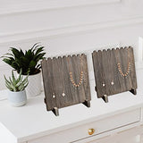 Ikee Design Set of 2 Wood Necklace Jewelry Display Stand for 8 Necklaces, Necklace Display Holder, Wood Plank Necklace Display Stand, Coffee Color Ikee Design