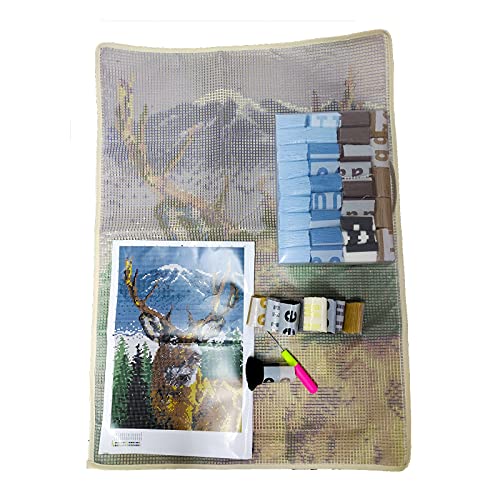 ZFFLYH Deer Latch Hook Kit, DIY Large Latch Hook Kit for Adults 3D Printed Canvas Pattern Crochet Handcraft Embroidery Tapestry Hobby & Crafts ZFFLYH