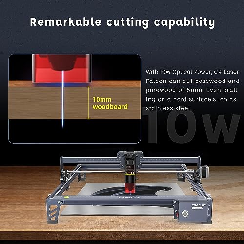 Creality Falcon Laser Engraver,10W Optical Power Laser Cutter with Higher Accuracy Compressed Spot,Laser Engraving Machine for Wood Metal Acrylic - WoodArtSupply