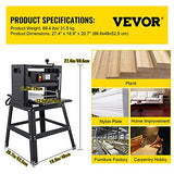VEVOR Thickness Planer 12.5 inch Wood Planer Foldable 1500W Thickness Planer Woodworking 315"/min Feed Rate Double Cutter Benchtop Thickness Planer VEVOR