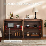 LUXOAK Sideboard Buffet Cabinet with Storage,64" Cabinet with Glass Door, Modern Wood Glass-Buffet Cabinet for Dinning Room,Kitchen, Hallway, and LUXOAK