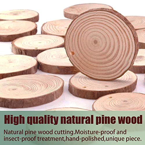 iUoczi Natural Wood Slices 24 pcs 3.5-4.0 Inches Wood Slices for Centerpieces UnfinishedWooden Circles for Crafts Wooden Ornaments for Crafts iUoczi
