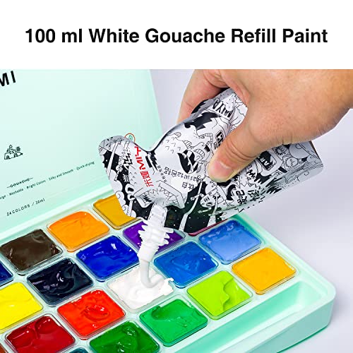HIMI Gouache Paint Set, 41 Pcs Professional Art Painting Supplies Set with HIMI 24 Paints, 6 Paint Brushes, 2 Canvas Boards, Palette, Paint Knife, Artme