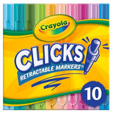 Crayola Clicks Retractable Markers (10ct), Washable Markers for Kids, Click Markers, School Supplies for Kids, Gifts, Ages 5+ Crayola