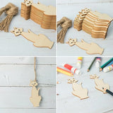 Unfinished Halloween Cat Wood Cat Shaped DIY Wood Halloween Blank Wood with Twines Art Unfinished Ornaments for Halloween Christmas Wedding Birthday Zontween