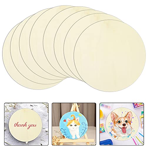 ISUSSER 20 PCS 8 Inch Diameter Unfinished Wood Rounds Wooden Cutouts for Crafts, Door Hanger, Door Design ISUSSER