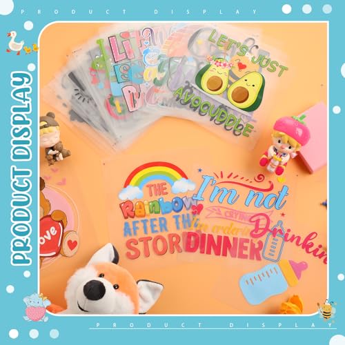 Teling 36 Pcs Iron on Decals Baby Shower Games Iron on Transfers Stickers Patches Baby Bodysuit Making Bibs Decorating Kit Funny Woodland Animal Teling