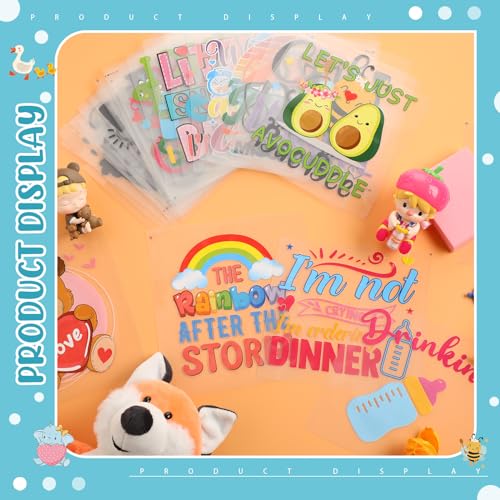 Teling 36 Pcs Iron on Decals Baby Shower Games Iron on Transfers Stickers Patches Baby Bodysuit Making Bibs Decorating Kit Funny Woodland Animal - WoodArtSupply