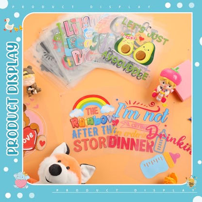 Teling 36 Pcs Iron on Decals Baby Shower Games Iron on Transfers Stickers Patches Baby Bodysuit Making Bibs Decorating Kit Funny Woodland Animal - WoodArtSupply