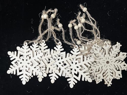 30Pcs Wooden Snowflakes Ornaments 4 inch Large Unfinished Wood Cutouts for Crafts Rustic Christmas Tree Hanging Decor Embellishment Gift Tags - WoodArtSupply