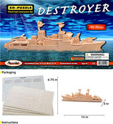 Puzzled 3D Puzzle Destroyer Warship Wood Craft Construction Kit Fun & Educational DIY Wooden Toy Assemble Model Unfinished Craft Hobby Navy Ship Puzzled
