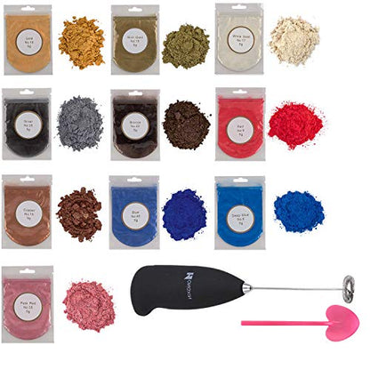 Metallic Epoxy Resin Color Pigment 10 Colors Gold, Silver, Blue and Red Resin Dye Collections Metallic Mica Powders for Lip Gloss with Mixing - WoodArtSupply